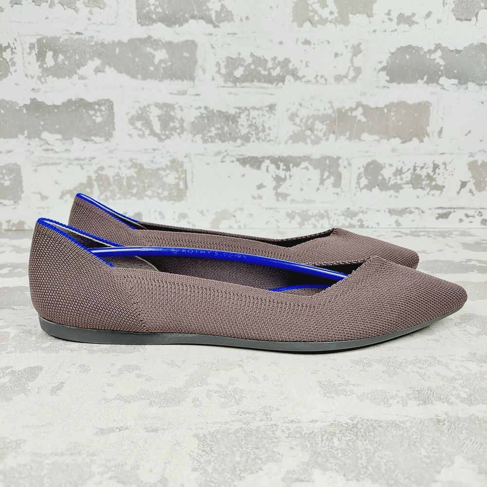 NEW Rothy's The Flat Tan Knit Pointy Toe Slip On Loafers H825 - Picture 3 of 7